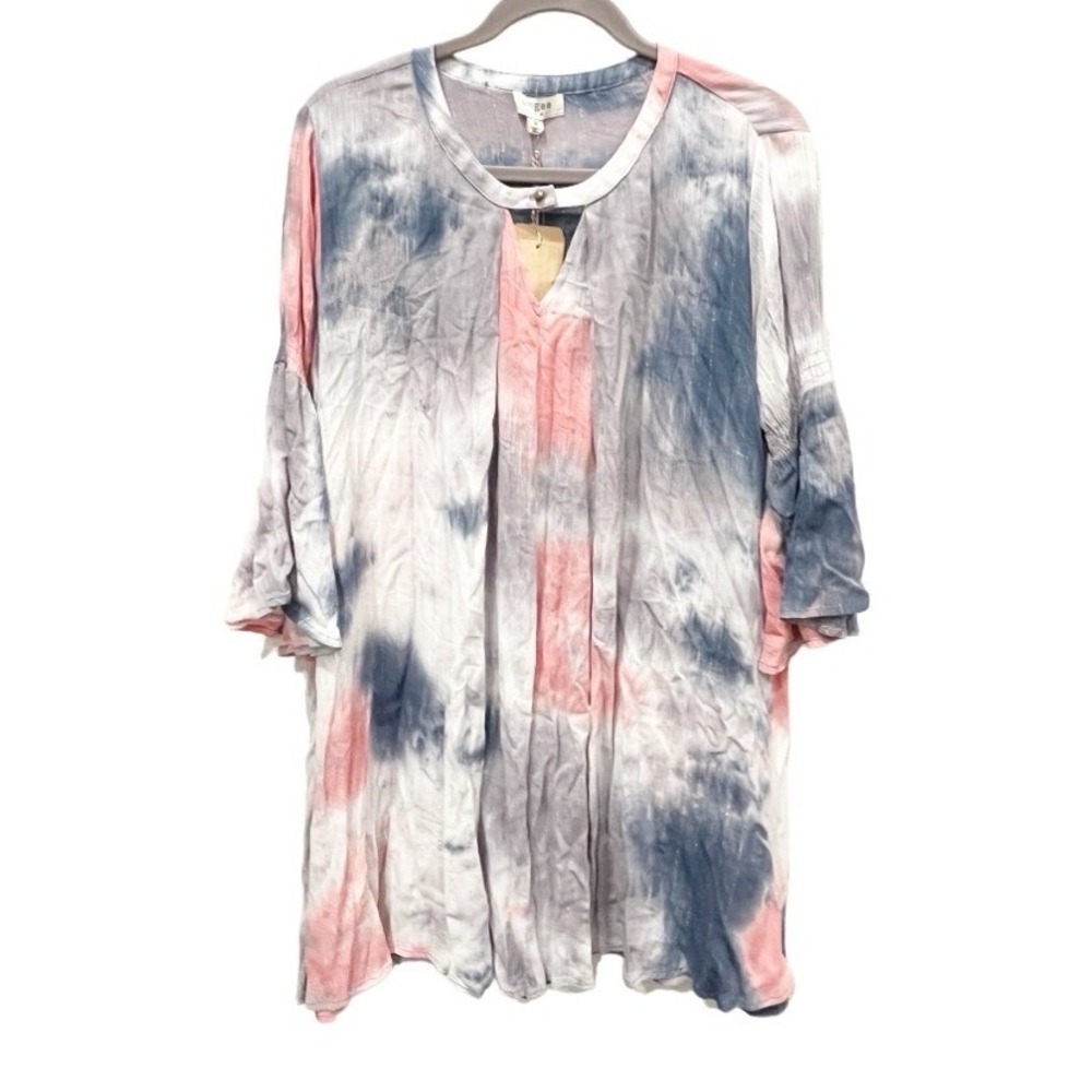 Umgee‎ Bohemian Tie Dyed Metallic Mini Dress Size Medium Coastal Cowgirl